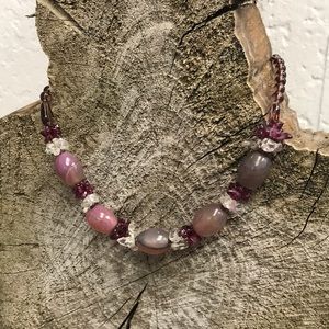 Grape Glass Bead Necklace- 19”